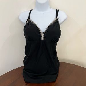 Black and Tan Tankini two piece swimsuit top Beach Bump by Motherhood Maternity